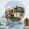 Designart - Old Houses On The Island of Mykonos Greece - Nautical & Coastal Metal Circle Wall Art